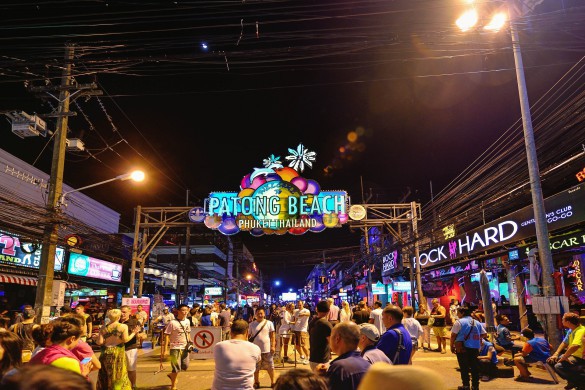 Patong, Phuket Province, Thailand - December 19, 2015: Patong bar street sign in night. here is the most famous the nightlife hotspot in the Phuket island.
