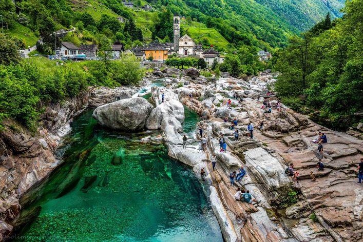 beautiful nature and church in valley verzasca in Switzerland