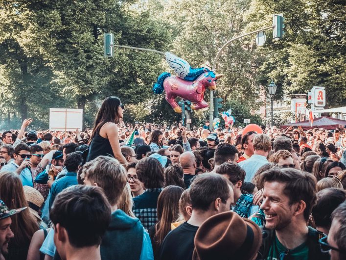 Party people in a crowd