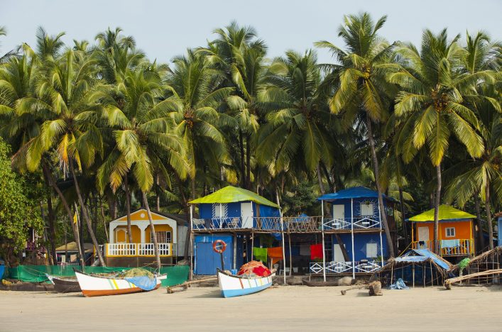 Fishing boats on Palolem Beach Goa India