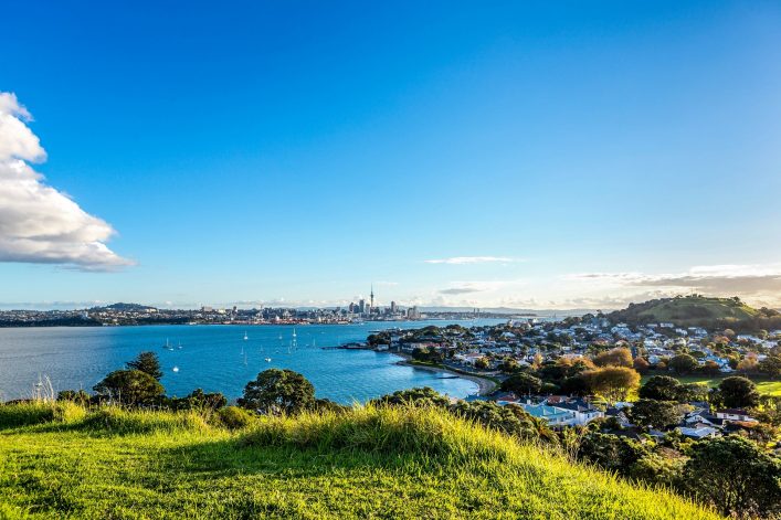 Evening view of Auckland city and Devonport