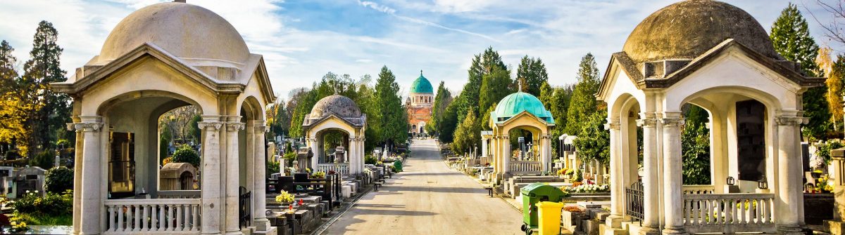 Mirogoj cemetery walkway gardens of Zagreb