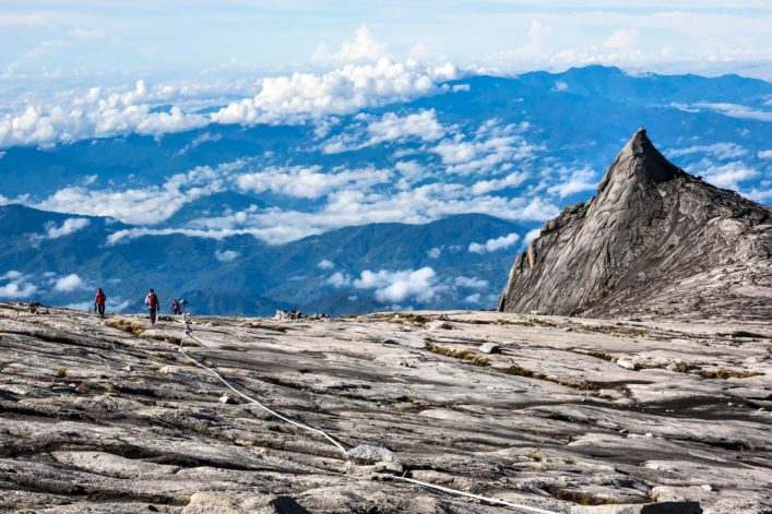 Hikers at the Top of Mount Kinabalu in Sabah, Malaysia