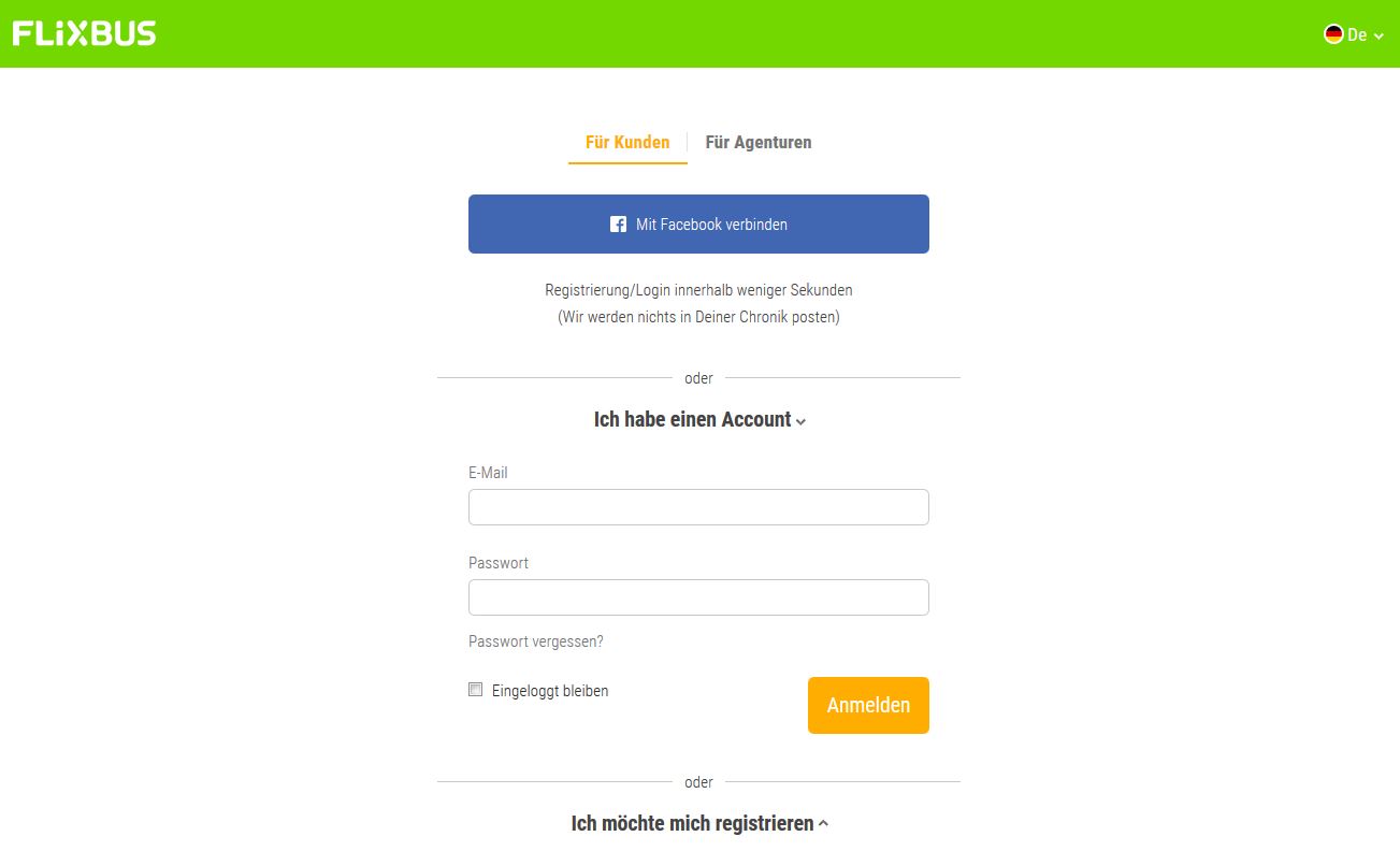 FlixBus Kundenkonto