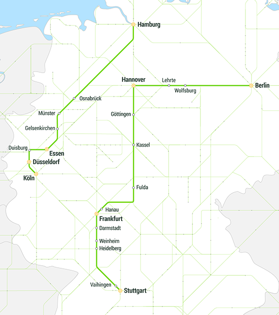 Streckennetz von FlixTrain