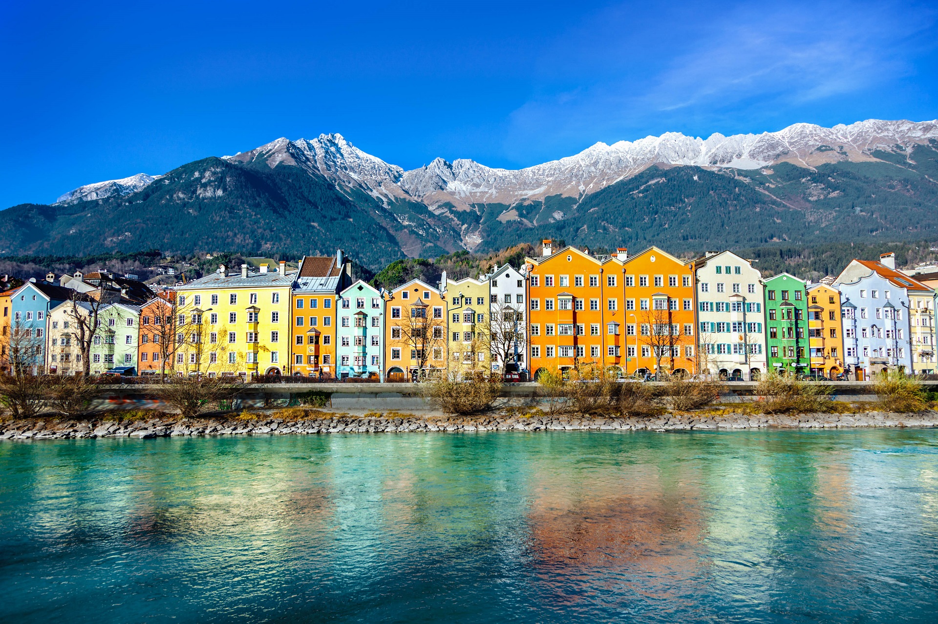 Bunte Häuser in Innsbruck.