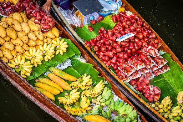 Schwimmende Märkte Thailand Obst Gemüse 